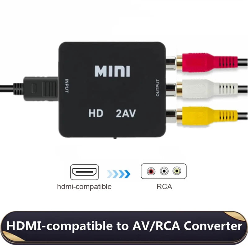 HDMI-compatible to RCA Converter AV/CVBS L/R Audio Video Set Top Box Up Scaler 1080P MINI Box HD2AV For PC HDTV Projector