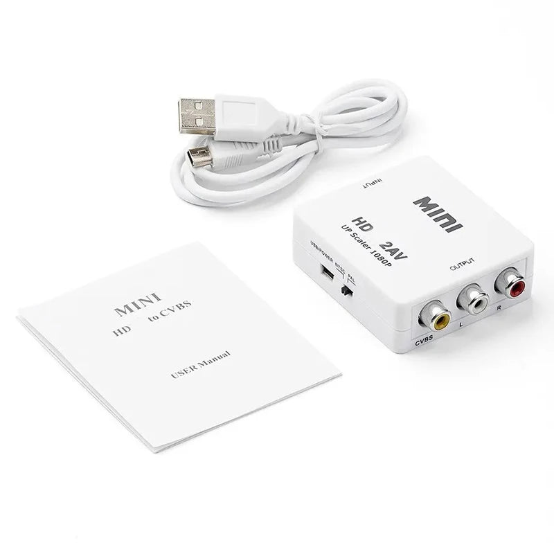 HDMI-compatible to RCA Converter AV/CVBS L/R Audio Video Set Top Box Up Scaler 1080P MINI Box HD2AV For PC HDTV Projector