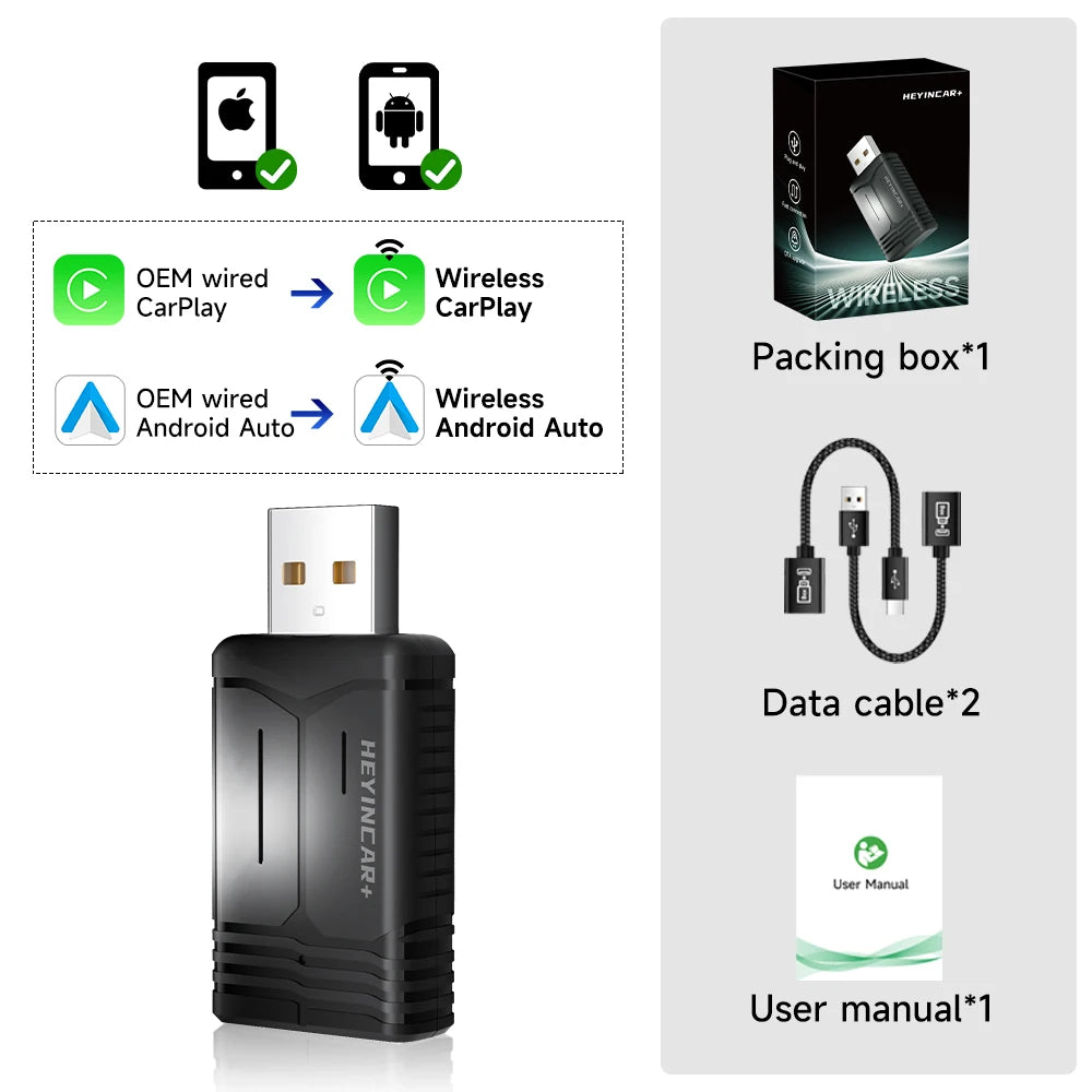 đźš— Adaptateur sans fil 2-en-1 HEYINCAR 2025 Android Auto & CarPlay