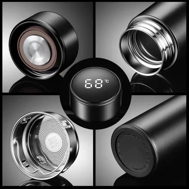 Bouteille d'eau thermos intelligente de 500 ML Isolation en acier inoxydable Touch Affichage intelligent de la température Flacons sous vide Tasse Tasse numérique