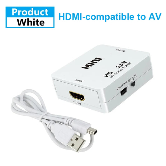 HDMI-compatible to RCA Converter AV/CVBS L/R Audio Video Set Top Box Up Scaler 1080P MINI Box HD2AV For PC HDTV Projector