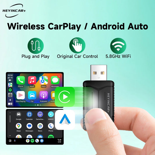 🚗 Adaptateur sans fil 2-en-1 HEYINCAR 2025 Android Auto & CarPlay