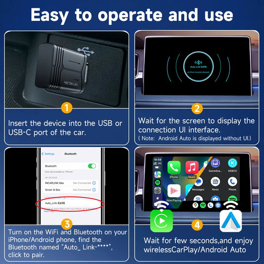 🚗 Adaptateur sans fil 2-en-1 HEYINCAR 2025 Android Auto & CarPlay